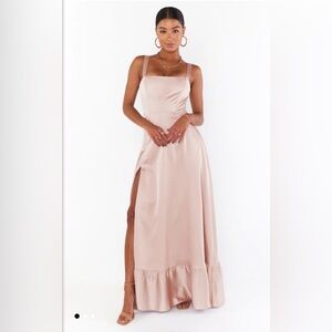 Show Me Your Mumu Clarissa Corset Dress // size small // Rose Gold Luxe Satin